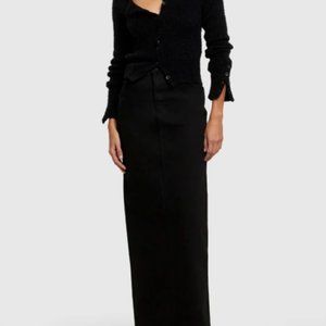 MOTHER The Flagpole Denim Maxi Skirt in Pitch Size 28 NEW